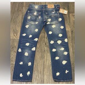 RARE True Religion Mens Blue Urban cow Denim Jeans Made in USA Sz 36 NWT $455